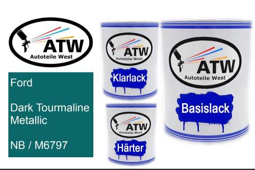 Ford, Dark Tourmaline Metallic, NB / M6797: 1L Lackdose + 1L Klarlack + 500ml Härter - Set, von ATW Autoteile West.